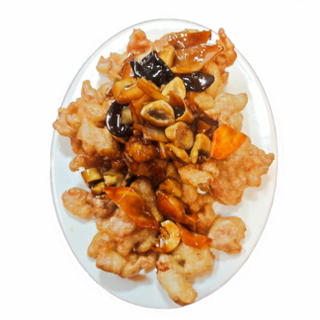 139. Панирано свинско със зеленчуци (600г)