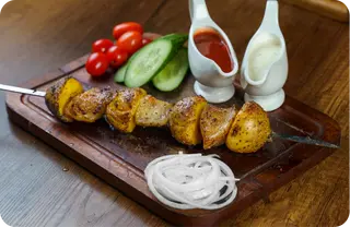 Шашлык из картофеля с курдюком 