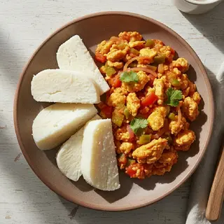 Boiled Yam & Egg Sauce