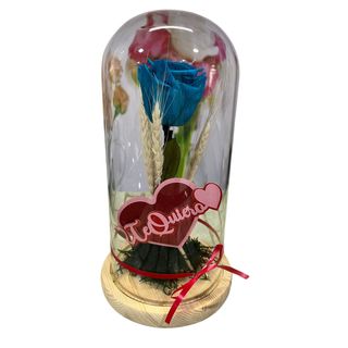 Cupula con rosa azul preservada
