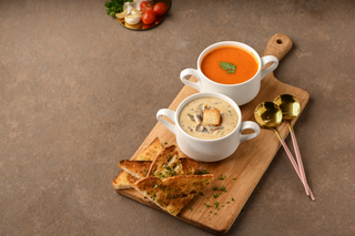 Cup of Roasted Garlic and Tomato Soup