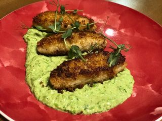 Рибні січеники з пюре із зеленого горошку (150/100/50g)