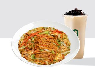 Fried Noodles with Vegetables & Milk tea/Boba/Matcha