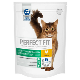 Влажный полнорационный корм PERFECT FIT™ для стерилизованных кошек, с курицей в соусе, 75г  4660085515309