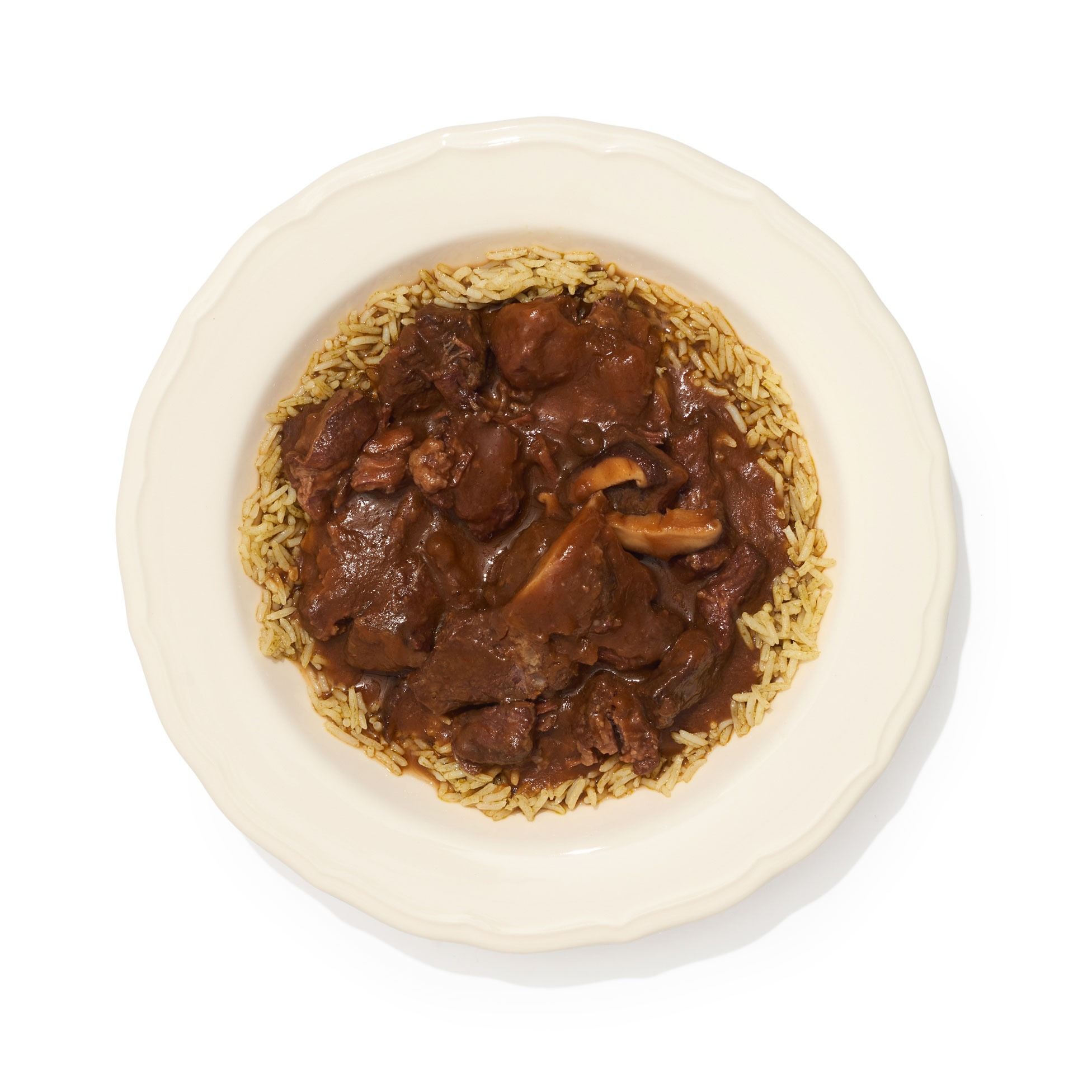Carrillera de ternera con guiso de setas caliente