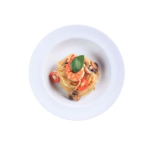 Spaghetti champiñones y gambas