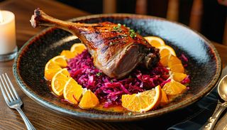 Pulpa de rata cu varza rosie si portocala