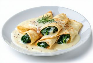 Naleśniki ze szpinakiem i sosem