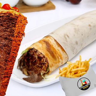 Nr.2-Kebab kanapka Samo Mięso + frytki