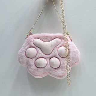Сумка Лапка Мех Розовая
