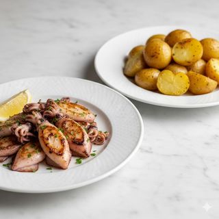 Chipirones A La Plancha Con Papas