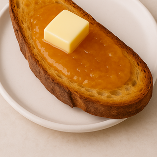 Tostada Con Mantequilla Y Mermelada De Melocotón