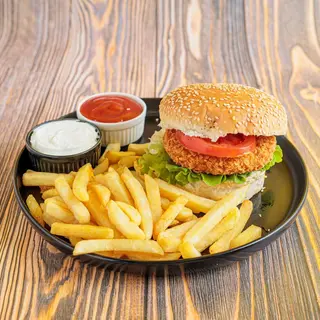 Crispy Chicken burger i pomfrit