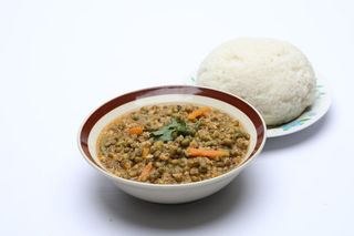 Ndengu stew with ugali and a side