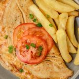 Large Chips, Omelette and A soda