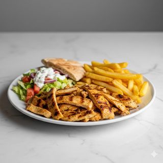 Plato De Shawarma De Pollo Con Patatas Fritas