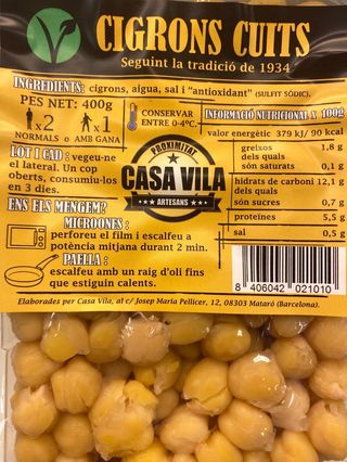 Garbanzos cocidos Casa Vila