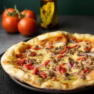 Pizza De Barbacoa, Cebolla Y Bacón