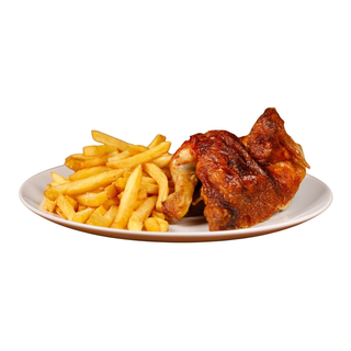 Pollo a la brasa  con patatas fritas