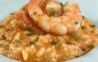 Risotto Cremoso De Langostinos Y Setas Al Parmesano