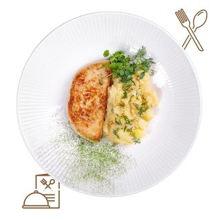 Pollo Rebozado Con Puré de Patatas