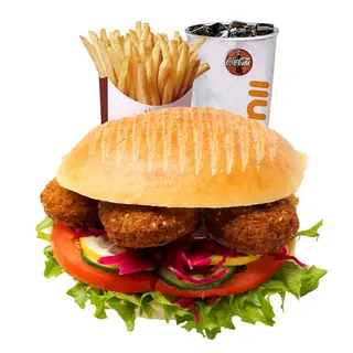 Hamburguesa Falafel + patatas + refresco 