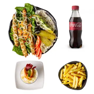 Plat kebab Poulet + Frites + Coca + Mahlabia