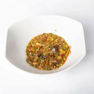 1 Plate of Okro Soup With Swallow and Protein