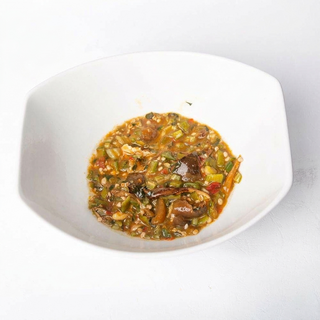 1 Plate of Okro Soup With Swallow and Protein