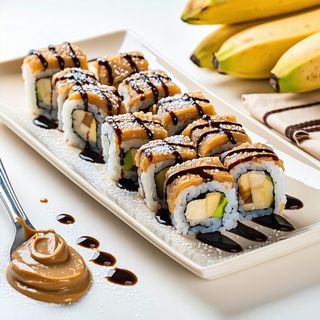 Uramaki z masłem orzechowym i bananem