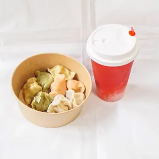 Menù ravioli, con antipasto, salsa e Bubble Tea