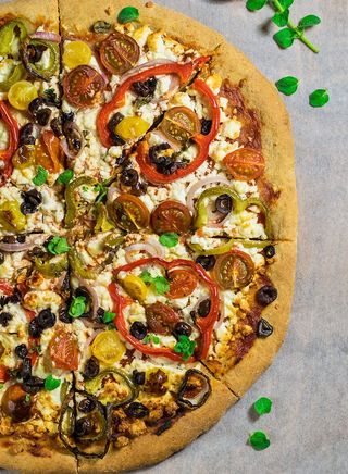 Mediteranian veggie pizza