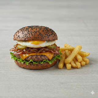 4. Hamburguesa De Carne Black Angus Con Cheddar Y Cebolla Caramelizada