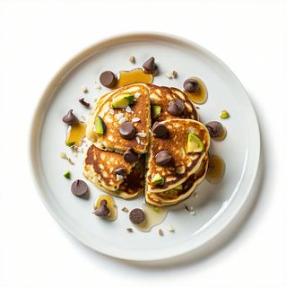Pancake pistacchio, gocce di cioccolato