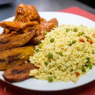 Special Fried Rice with Fried Plantain & Peppered Fish