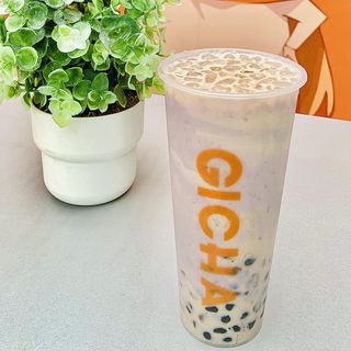 Te con leche y Pure de taro