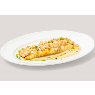 Омлет с креветками и соусом биск