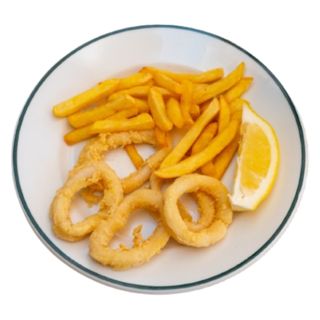Calamares a la romana con patatas fritas
