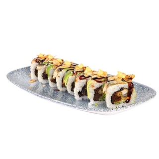 Dragon roll z węgorzem w tempurze i węgorzem kabayaki