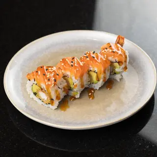 24S. Tempura Langostinos y salmón (8 Uds.)