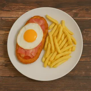 Escalopa rebozada con Bacon y Huevo