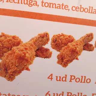6.Piezas De Pollo Frito (6 Uds). Y patatas y cola 1 L.
