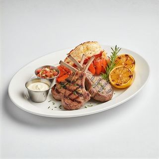 Grilled Lamb Chops Paired With Lobster Tail