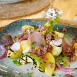 Aguacate Grill Con Atún, Naranja Y Avellana.