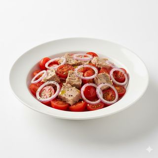 Insalata con tonno, cipolla e pomodorini