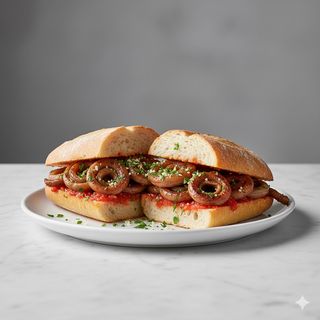 Bocadillo De Madeja Con Ajo Perejil Y Pan Tomate