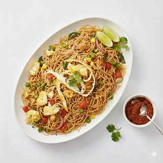 Noodle saltato con verdure e uovo