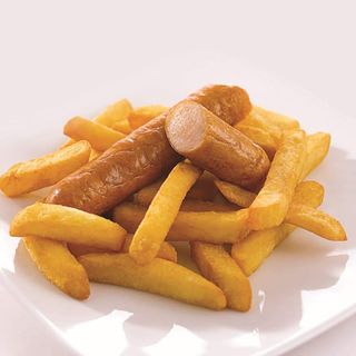 Chips & 2 Sausages with 350ml Coca Cola Soda