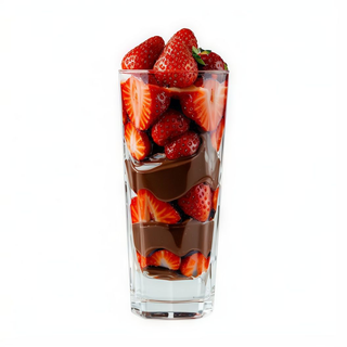 Vaso de fresas con chocolate