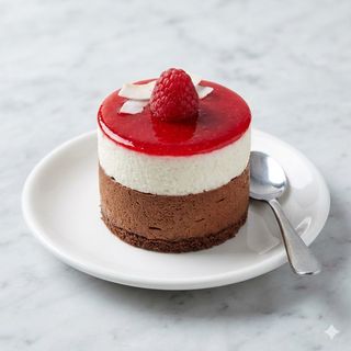 Bavarese al cocco base di mousse alla Nutella glassata al lampone